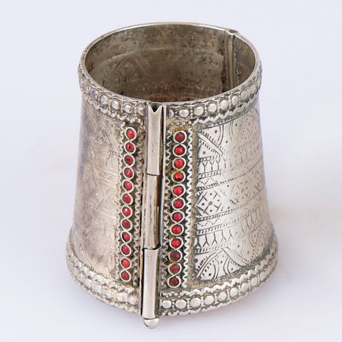 A pair of tribal collectible silver cuffs from North Africa